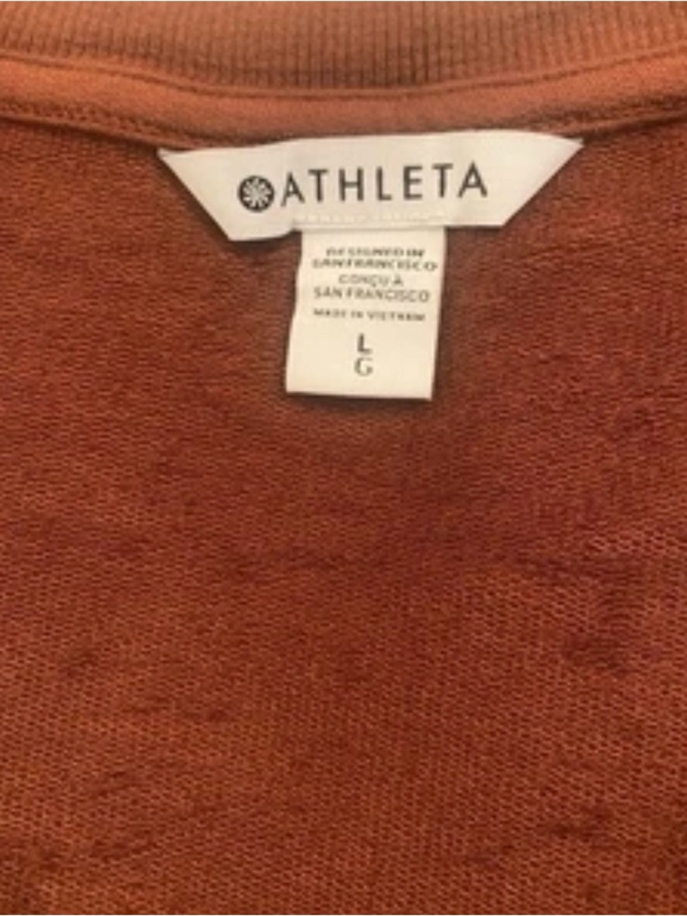 Athleta Long Sleeve Top Large Copper Brown V Neck Lightweight Thumb Holes - Picture 5 of 8